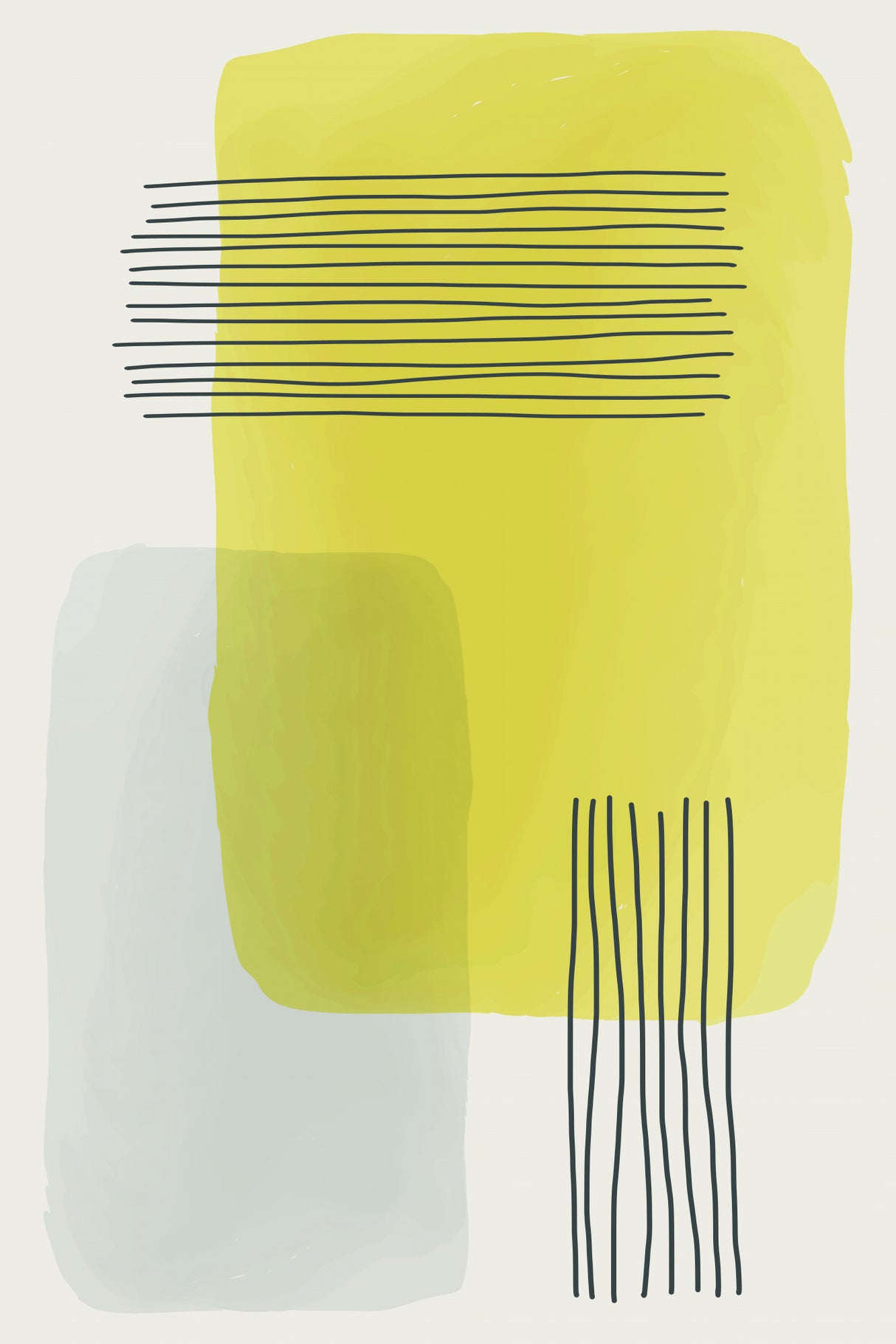 Yellow Watercolor Shapes Series #1 Poster och Canvastavla