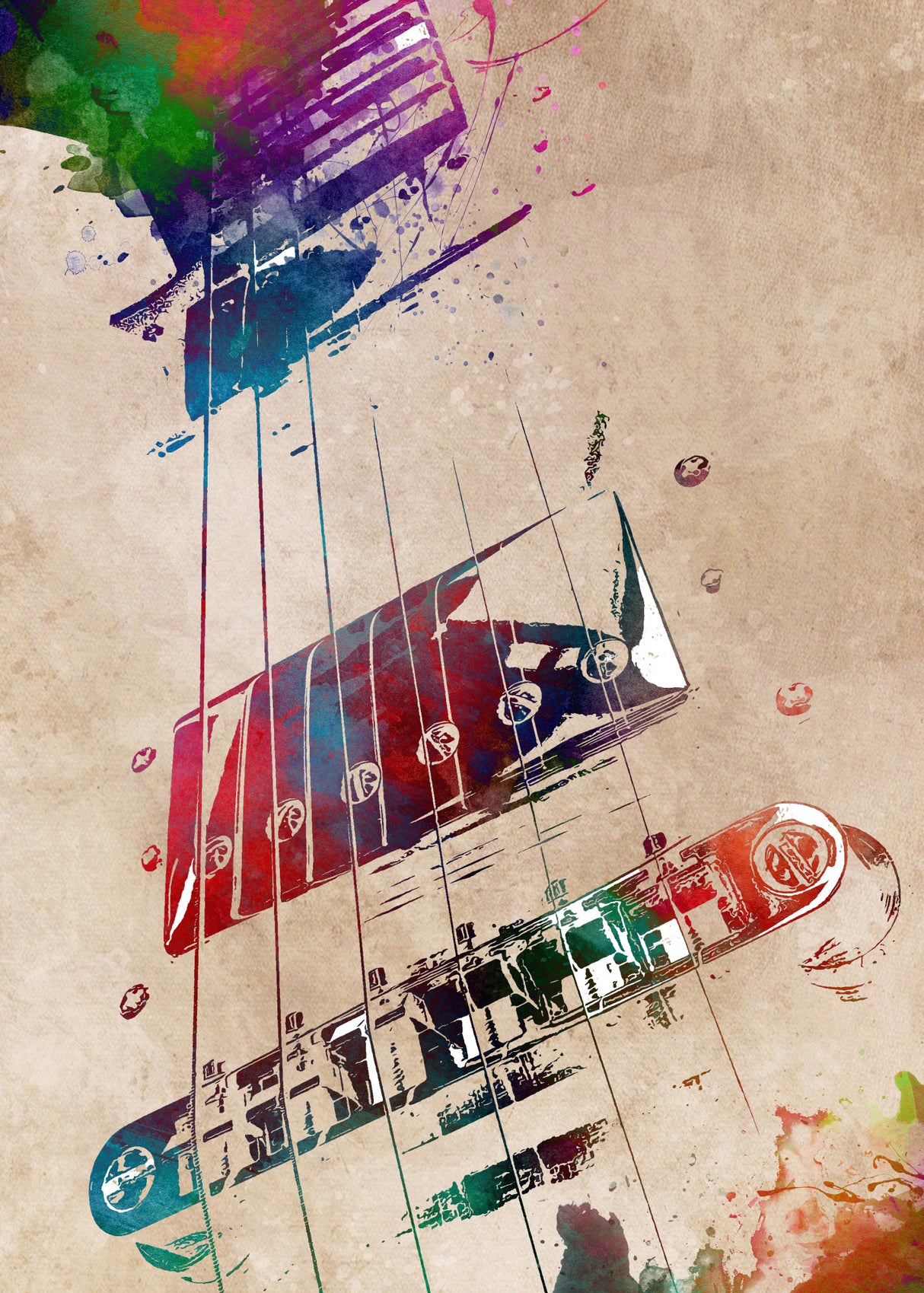 Guitar music art 6 Poster och Canvastavla
