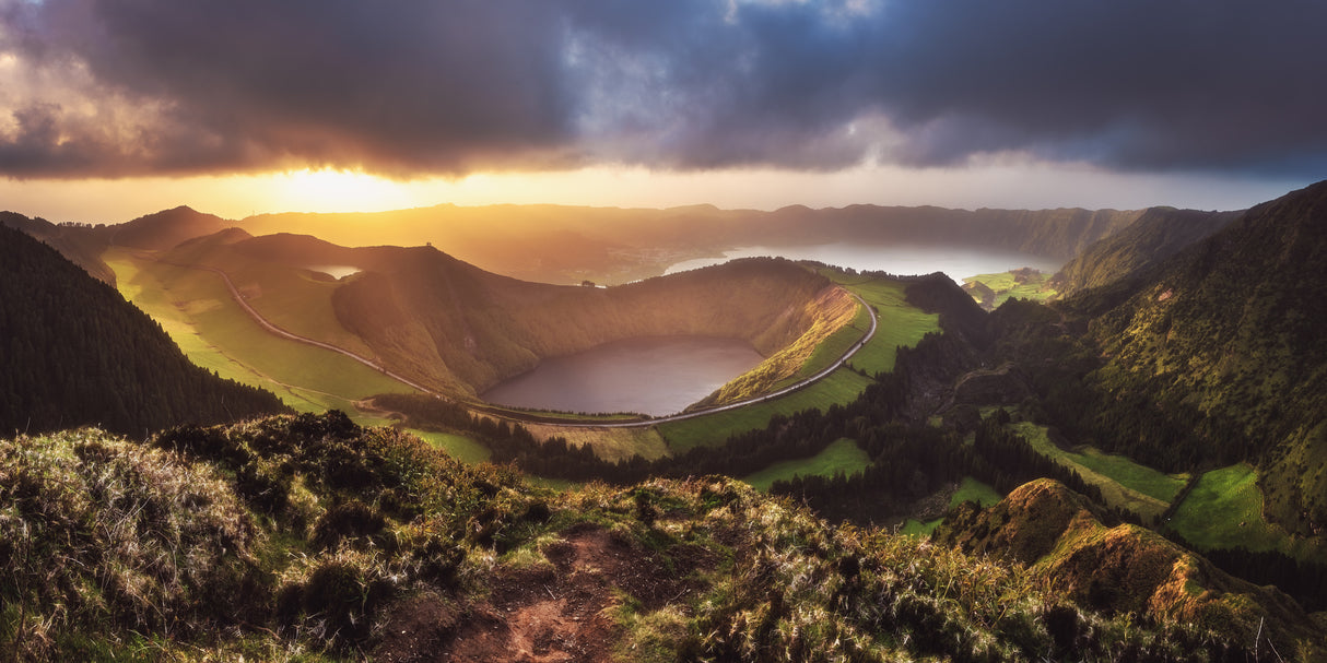Azores - Sete Cidades Sunset Panorama Poster och Canvastavla