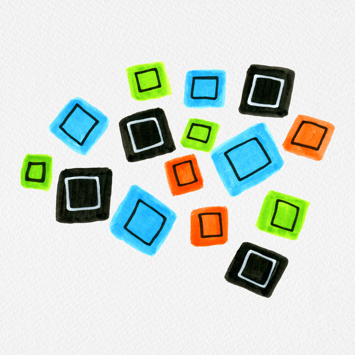 Multicolor Squares Scattered Poster och Canvastavla