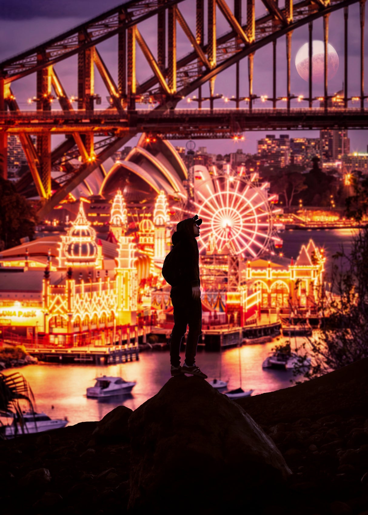 Sydney Harbor Bridge At Night Poster och Canvastavla