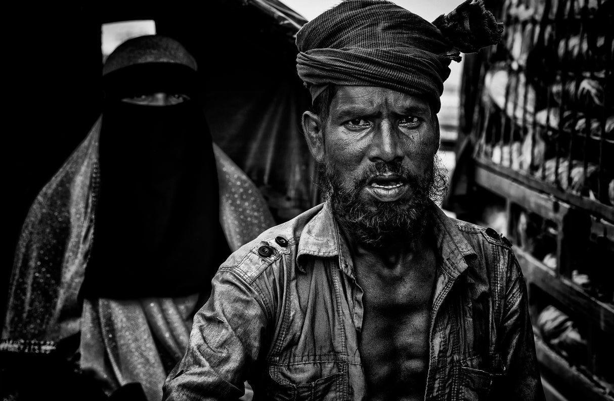 Rickshaw puller and his client. Poster och Canvastavla