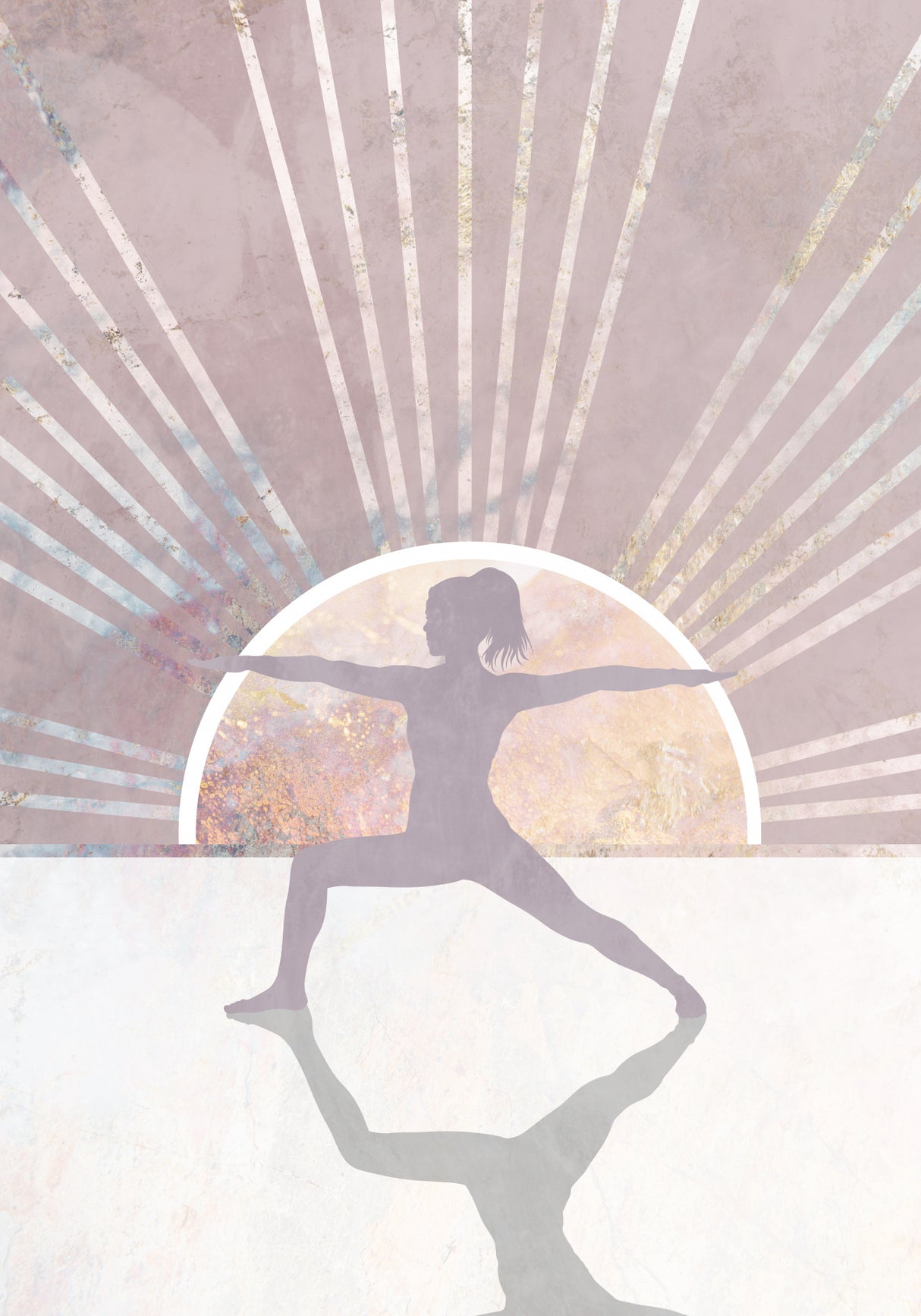 Pink Gold Sun Yoga 7 Poster och Canvastavla