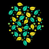 Fallen Leaves Green Yellow On Black Poster och Canvastavla