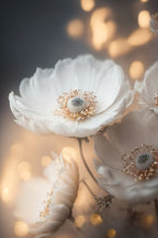 White And Golden Flowers Poster och Canvastavla