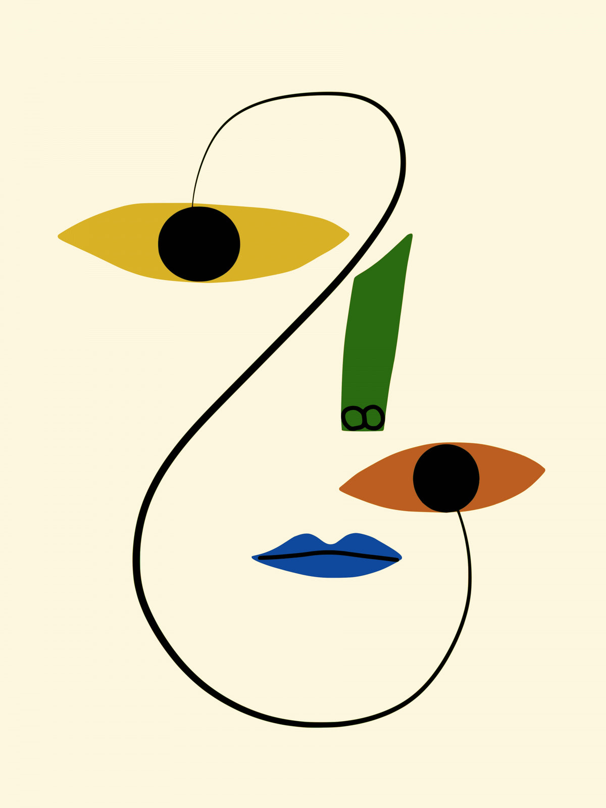 Line Art Face Cut Out Poster och Canvastavla