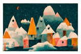 Little Village With Moon Poster och Canvastavla