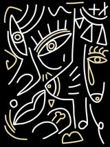 Line Art In White and Grey Poster och Canvastavla