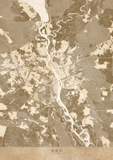 Sepia map of Kiev (pre-war) Poster och Canvastavla