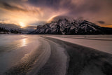 Moonrise on a frozen lake Poster och Canvastavla