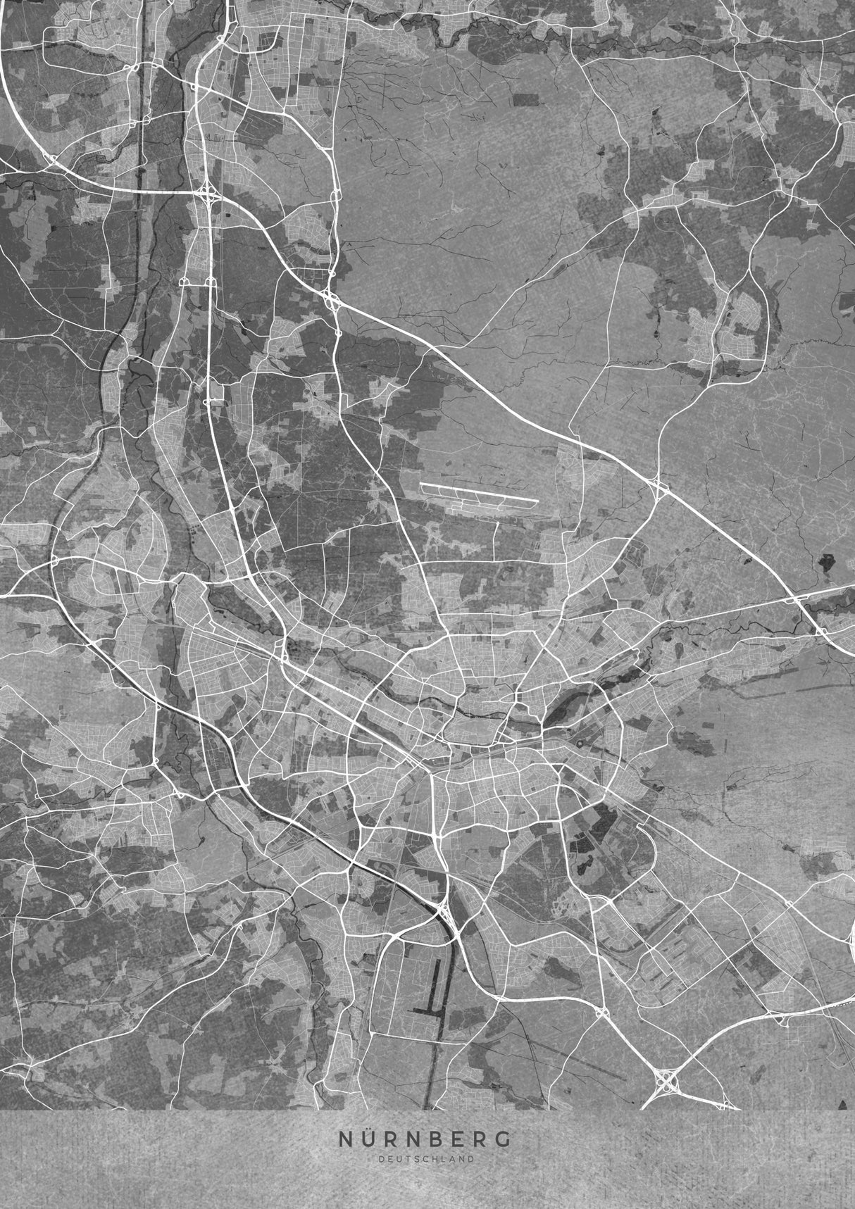 Gray vintage map of Nürnberg Germany Poster och Canvastavla