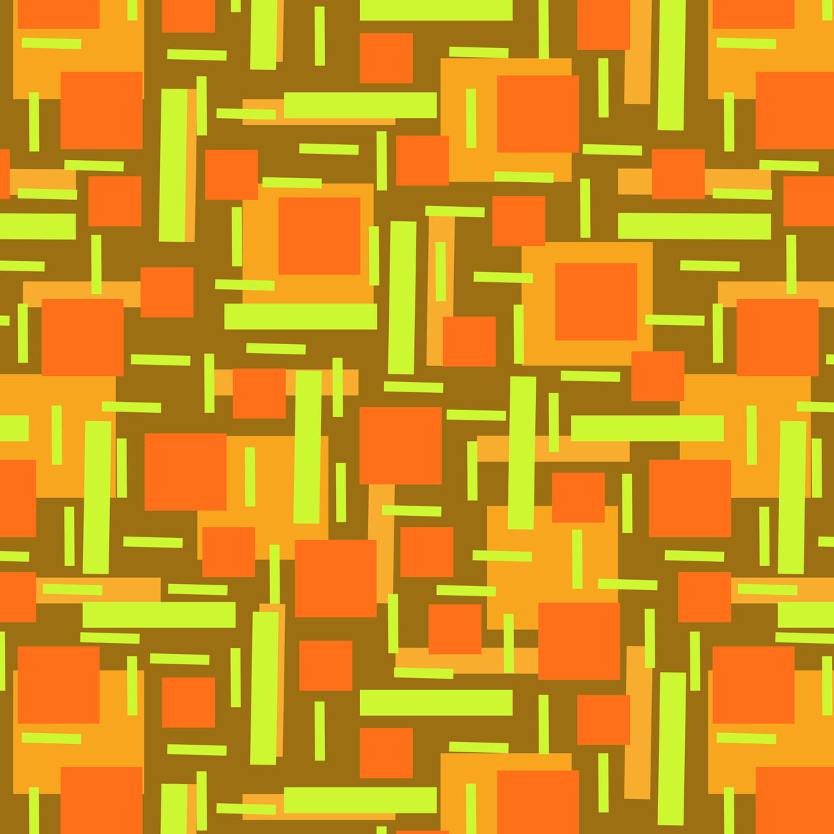 Shapely Overlap Orange Green On Brown Orange Geometric Abstract Poster och Canvastavla