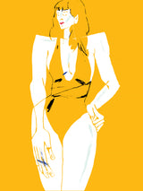 Girl in Bathing Suit Yellow Poster och Canvastavla