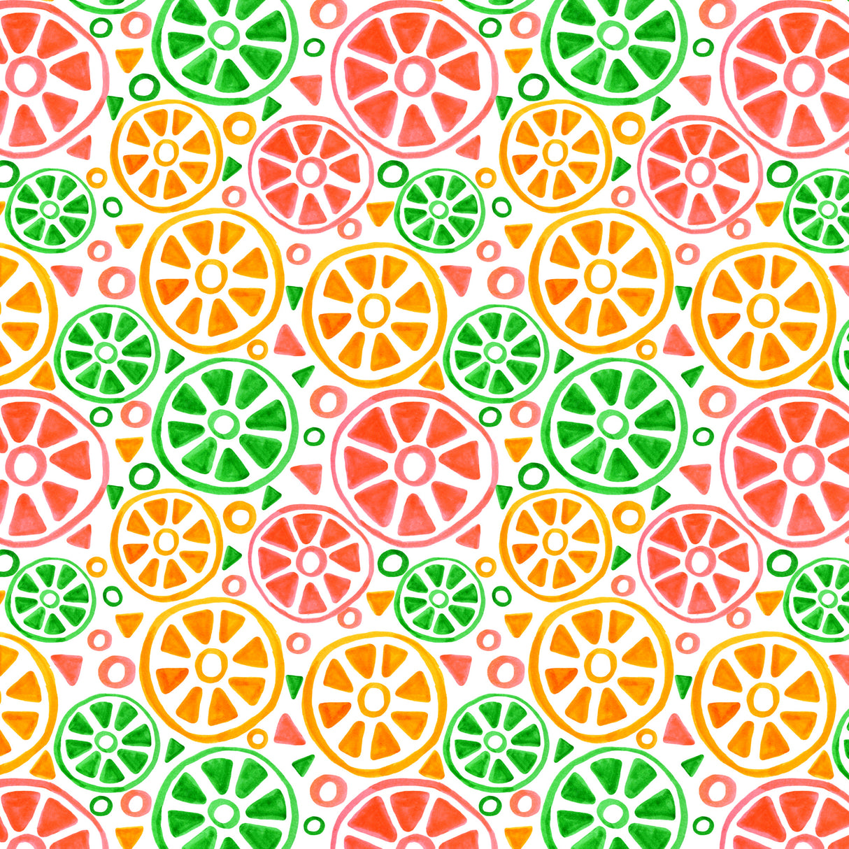 Fruit Slices Yellow Green Orange Geometric Poster och Canvastavla