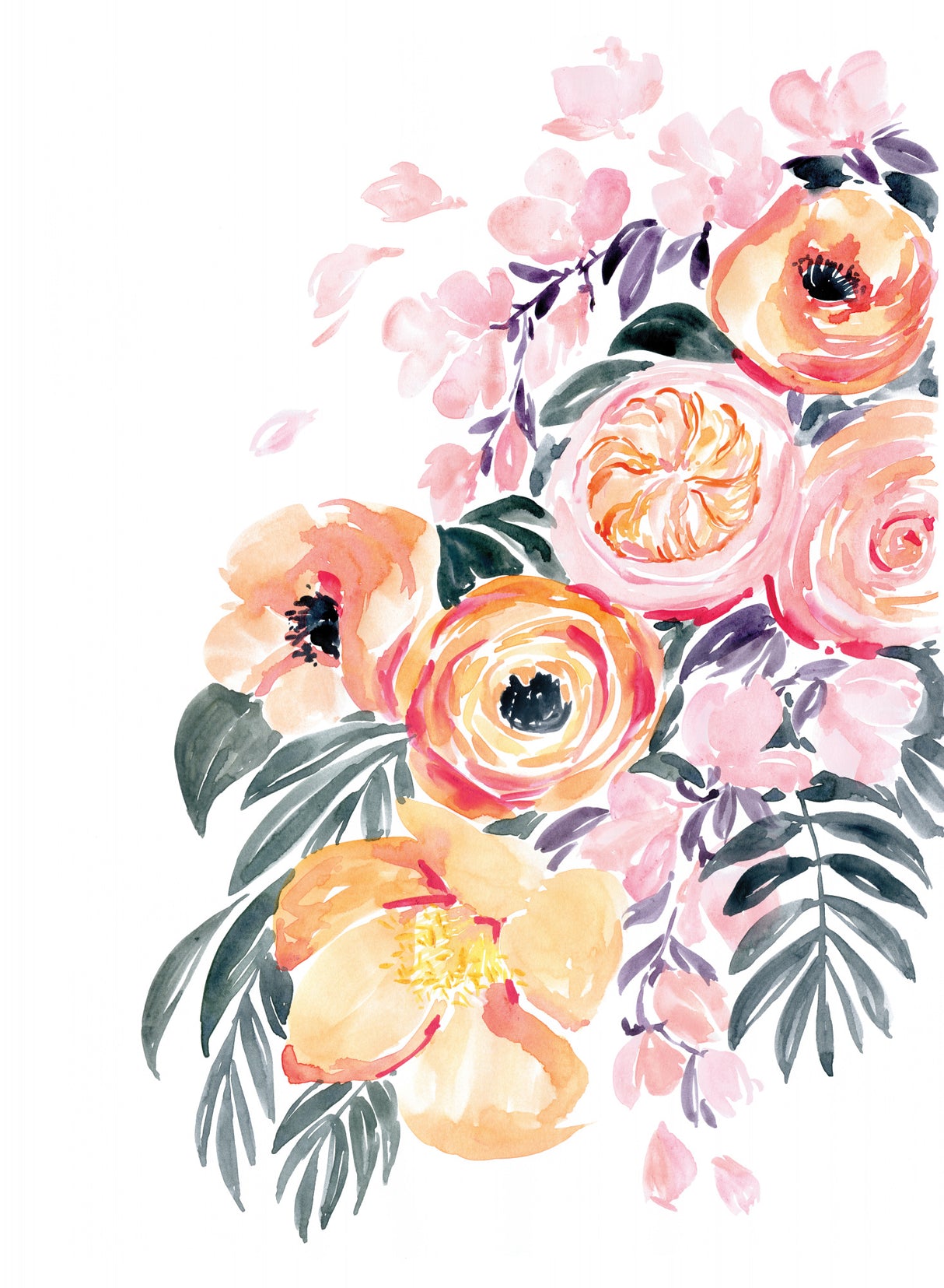 Danette bouquet in coral Poster och Canvastavla