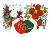 Floral mittens Merry Christmas in white Poster och Canvastavla