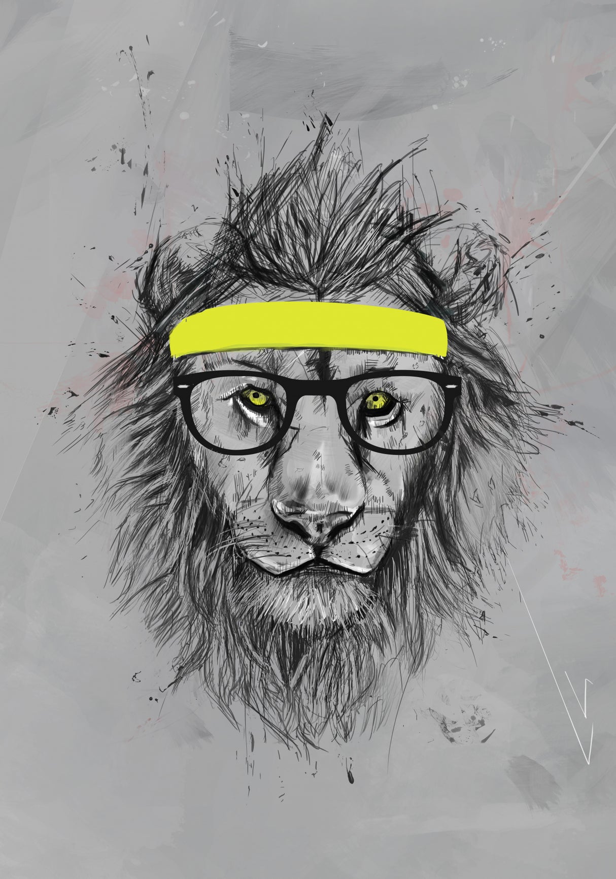 Hipster lion Poster och Canvastavla