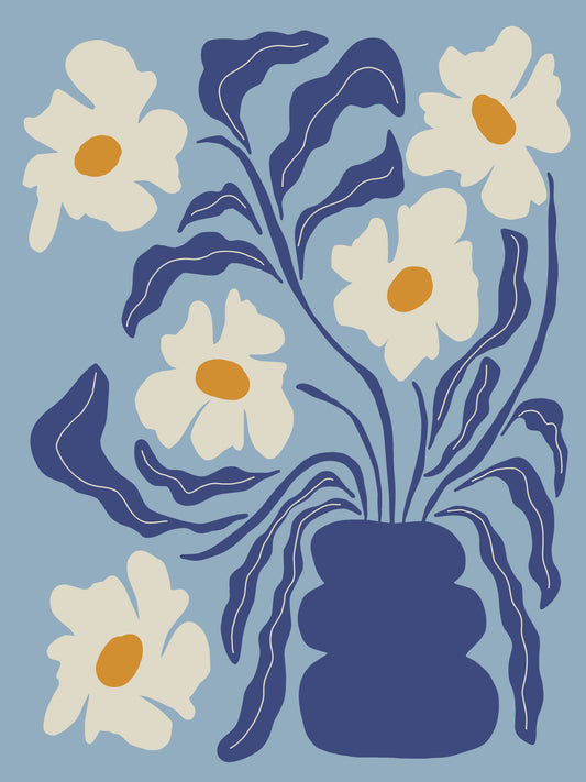 Blue moon flower-pot Poster och Canvastavla
