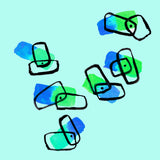 Blue Abstract Shapes Watercolor On Mint Poster och Canvastavla
