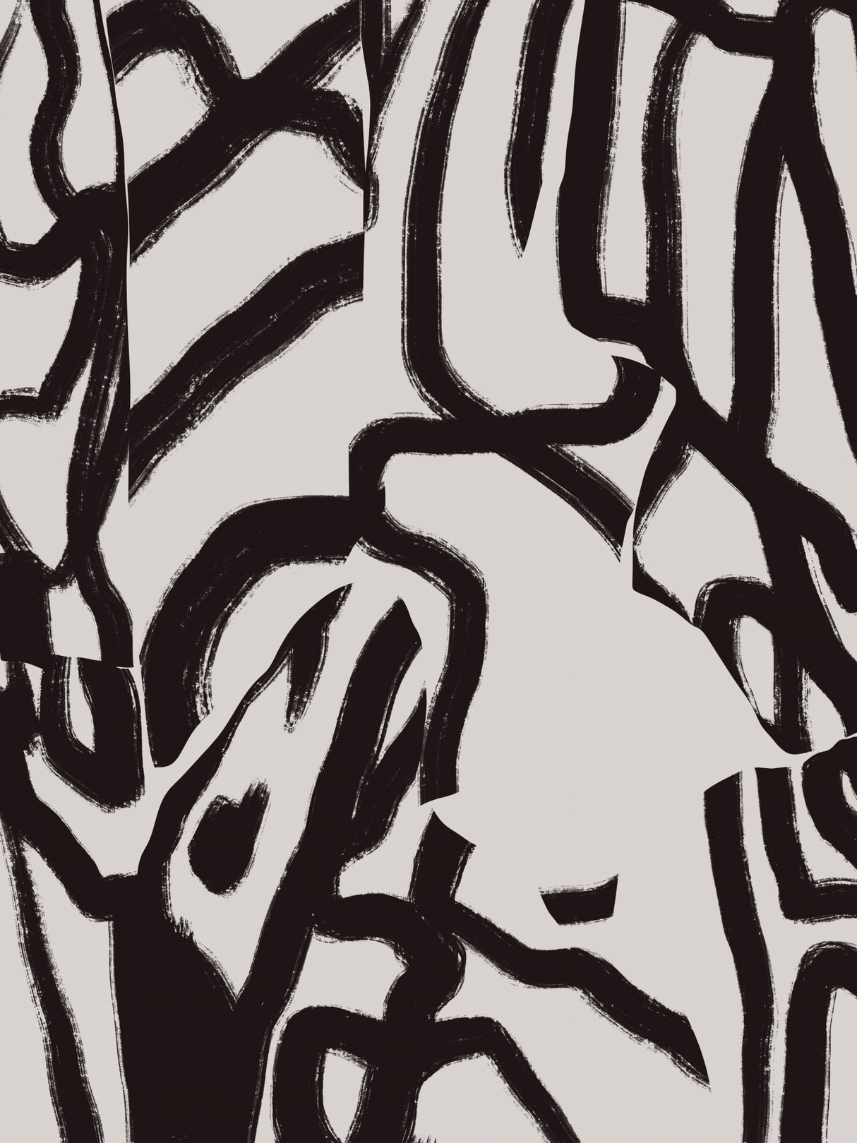 Black line in grey Poster och Canvastavla