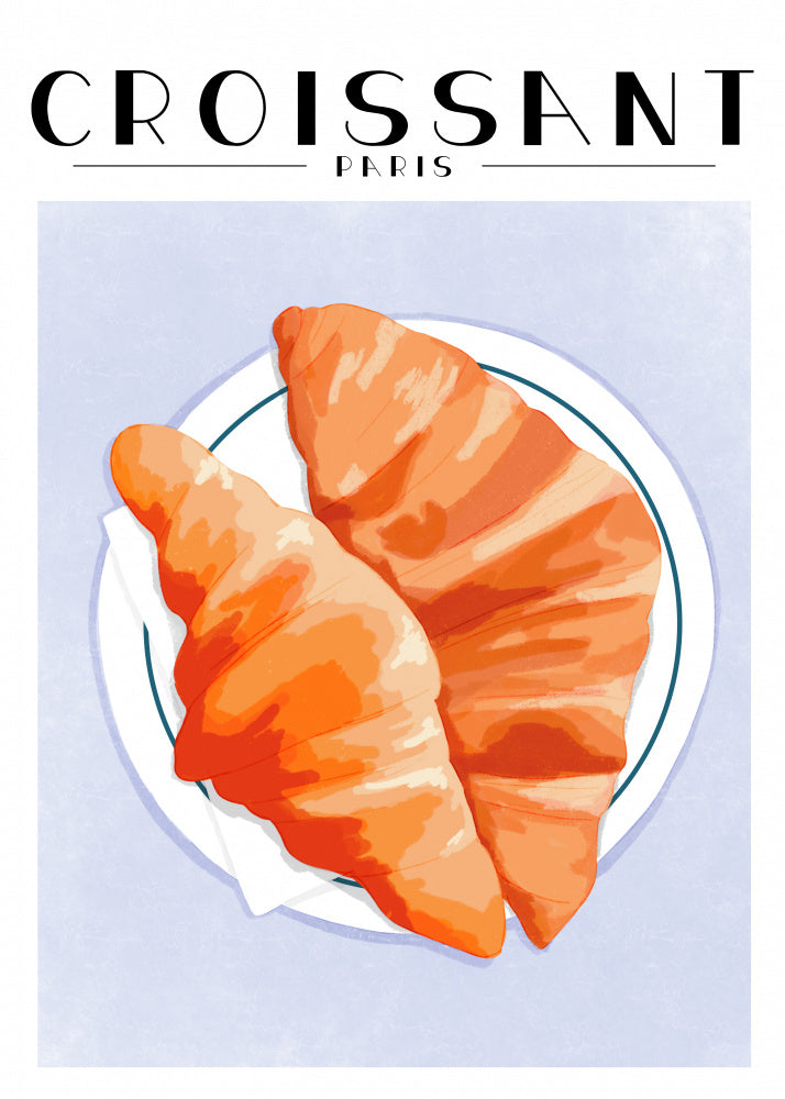 Croissant - Paris Poster Kitchen poster eller kökstavla