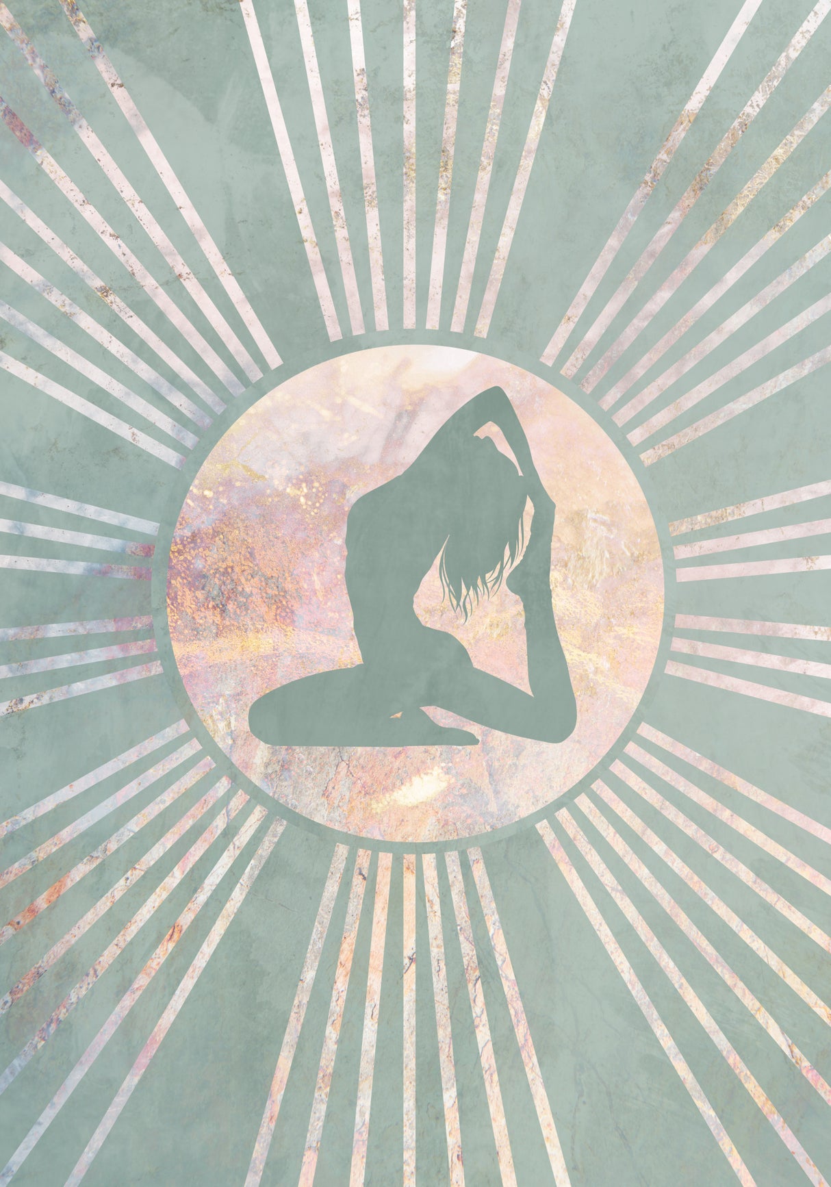 Yoga Boho Sun Green 7 Poster och Canvastavla