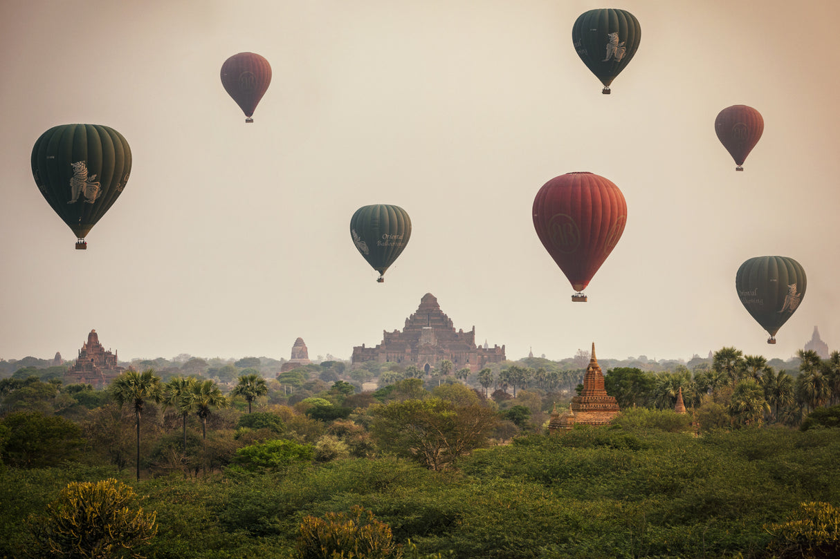 Balloons Over Bagan Poster och Canvastavla