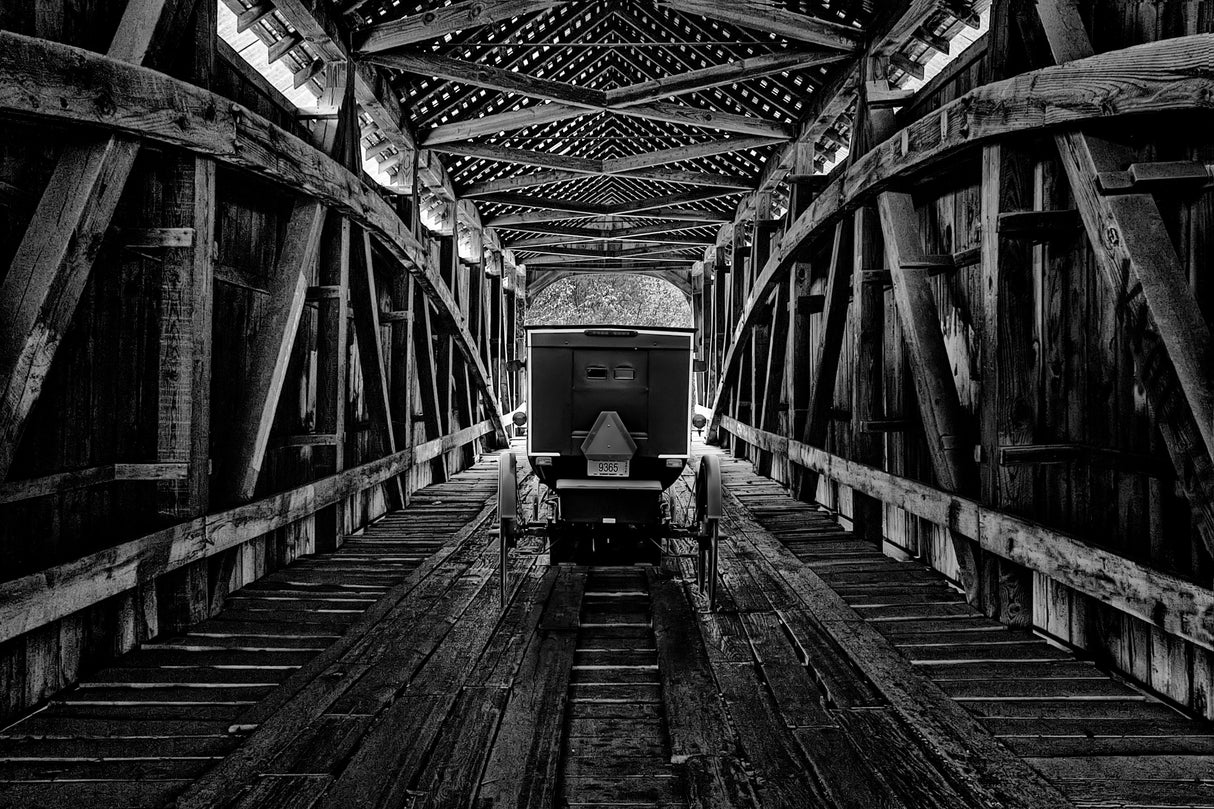 Carriage on Covered Bridge Poster och Canvastavla
