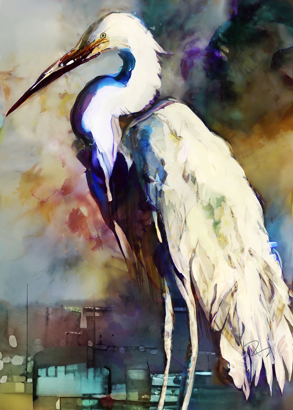 Egret After the Storm Poster och Canvastavla