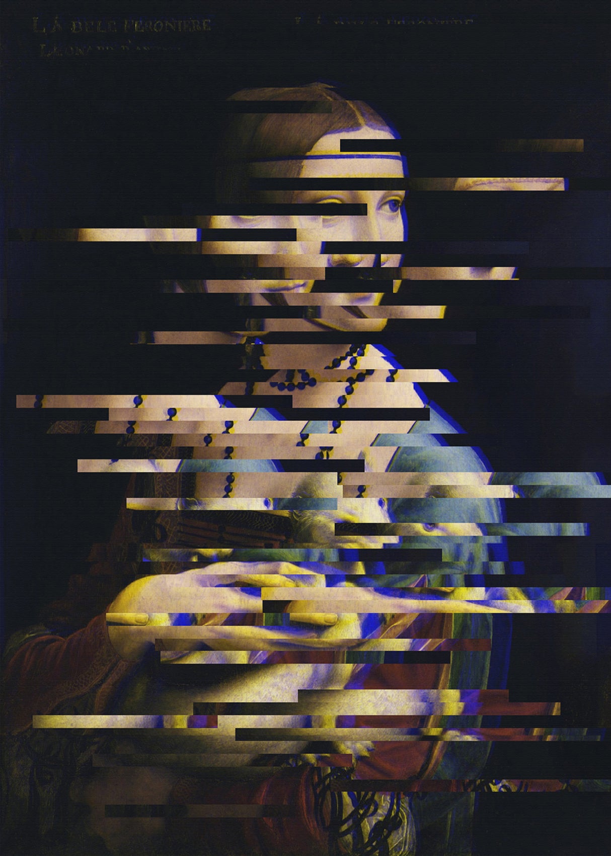 Glitched Leonardo da Vinci's Lady with an Ermine Poster och Canvastavla