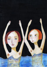 Swimming Girls Poster och Canvastavla
