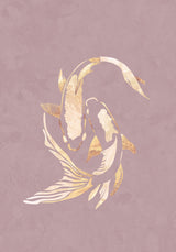 Pink gold koi fish 2 Poster och Canvastavla