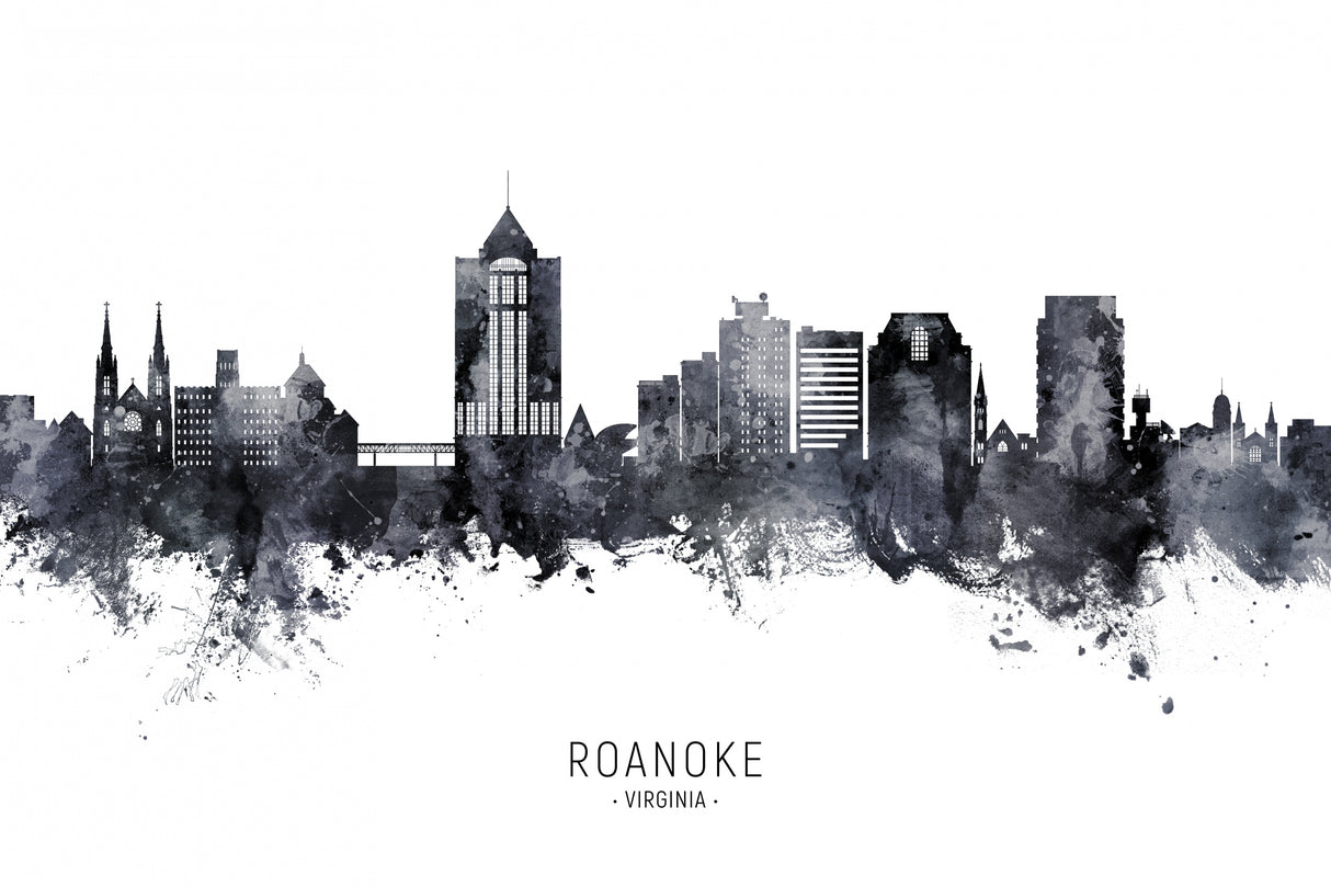 Roanoke Virginia Skyline Poster och Canvastavla