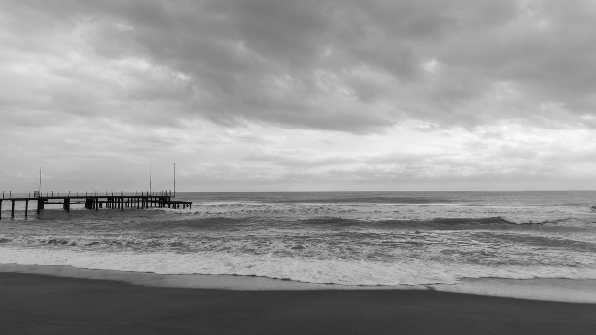 old pier and dramatic landscape Poster och Canvastavla