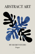 Abstract Blue Leaves Poster och Canvastavla