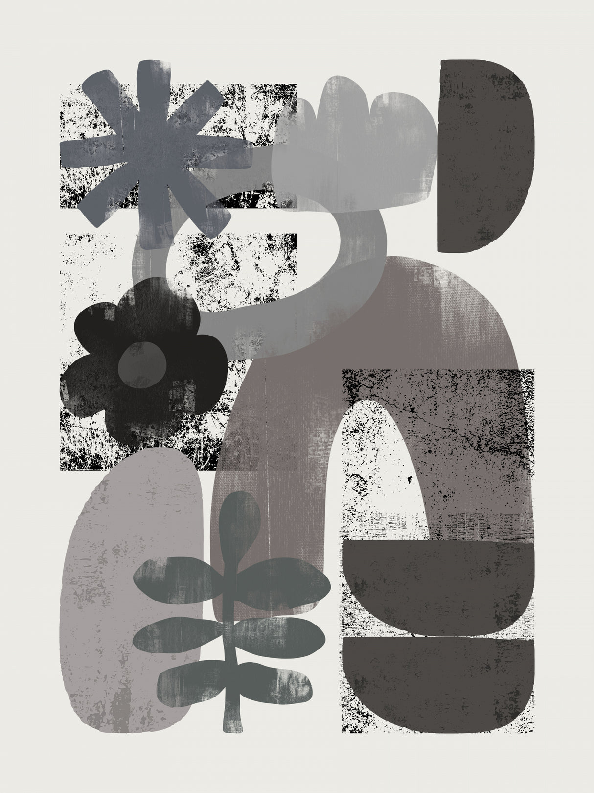 Nature Abstract Cut Out In Black and White Poster och Canvastavla