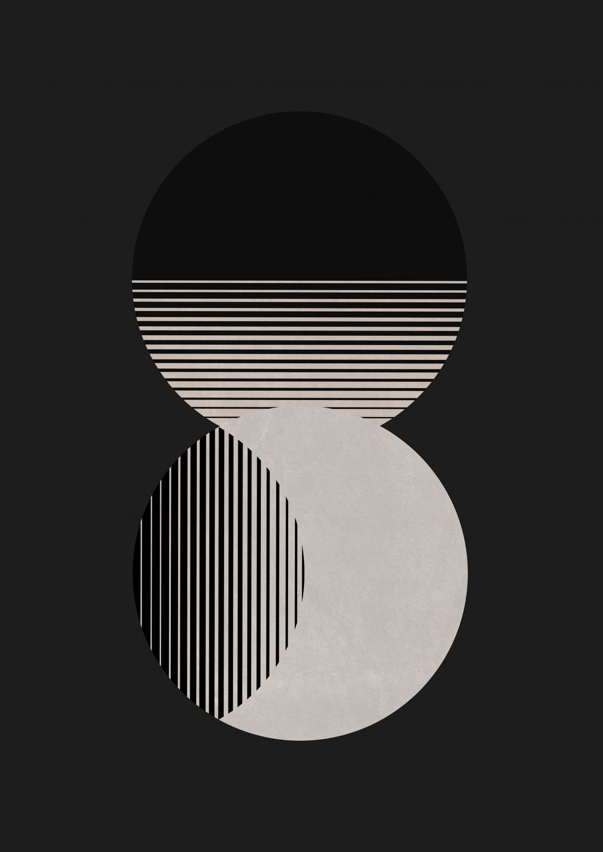 Circle Sun & Moon Bw Poster och Canvastavla