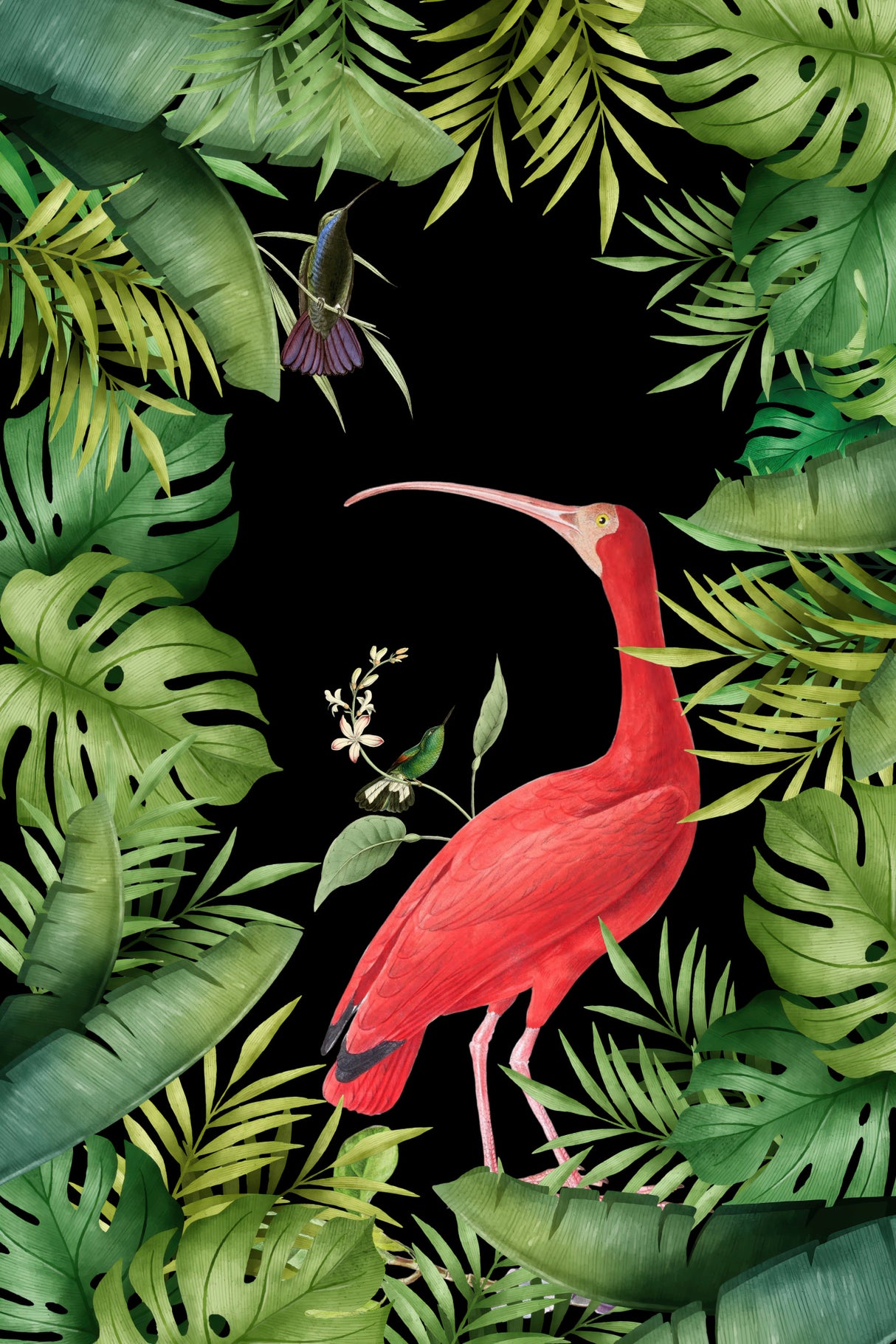 Jungle With Heron Poster och Canvastavla