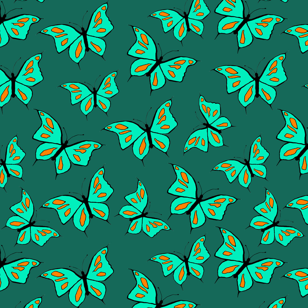 Butterflies Mint On Green Poster och Canvastavla