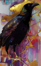 Raven with Pink and Gold Poster och Canvastavla