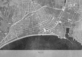 Gray vintage map of Nice downtown France Poster och Canvastavla