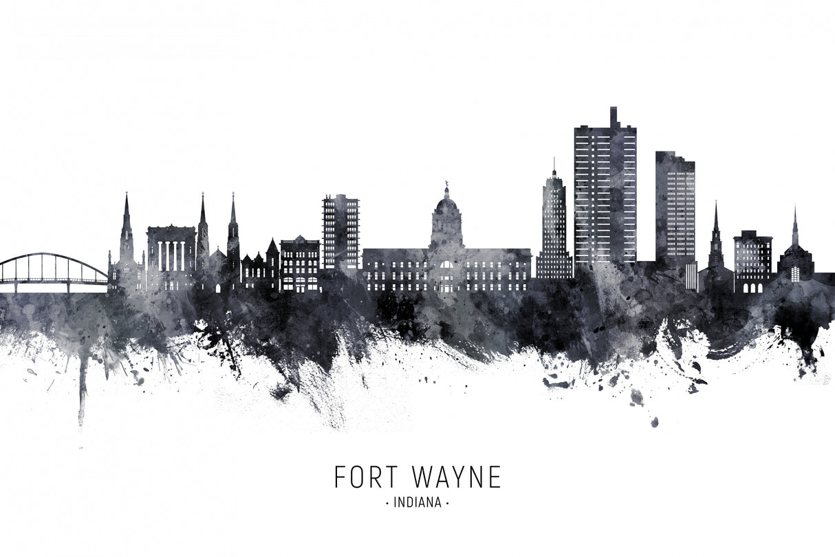 Fort Wayne Indiana Skyline Poster och Canvastavla