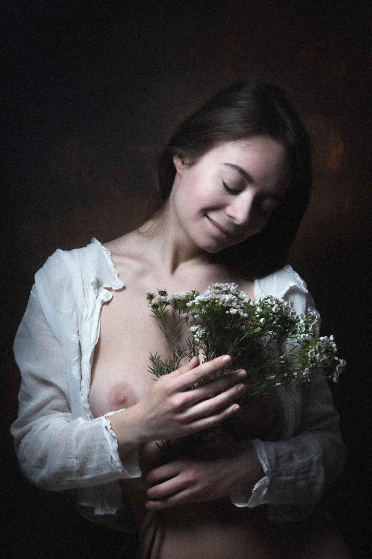 portrait with flowers Poster och Canvastavla