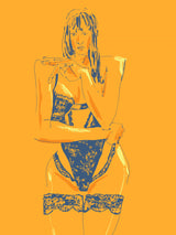 Girl In Lingerie Orange Poster och Canvastavla