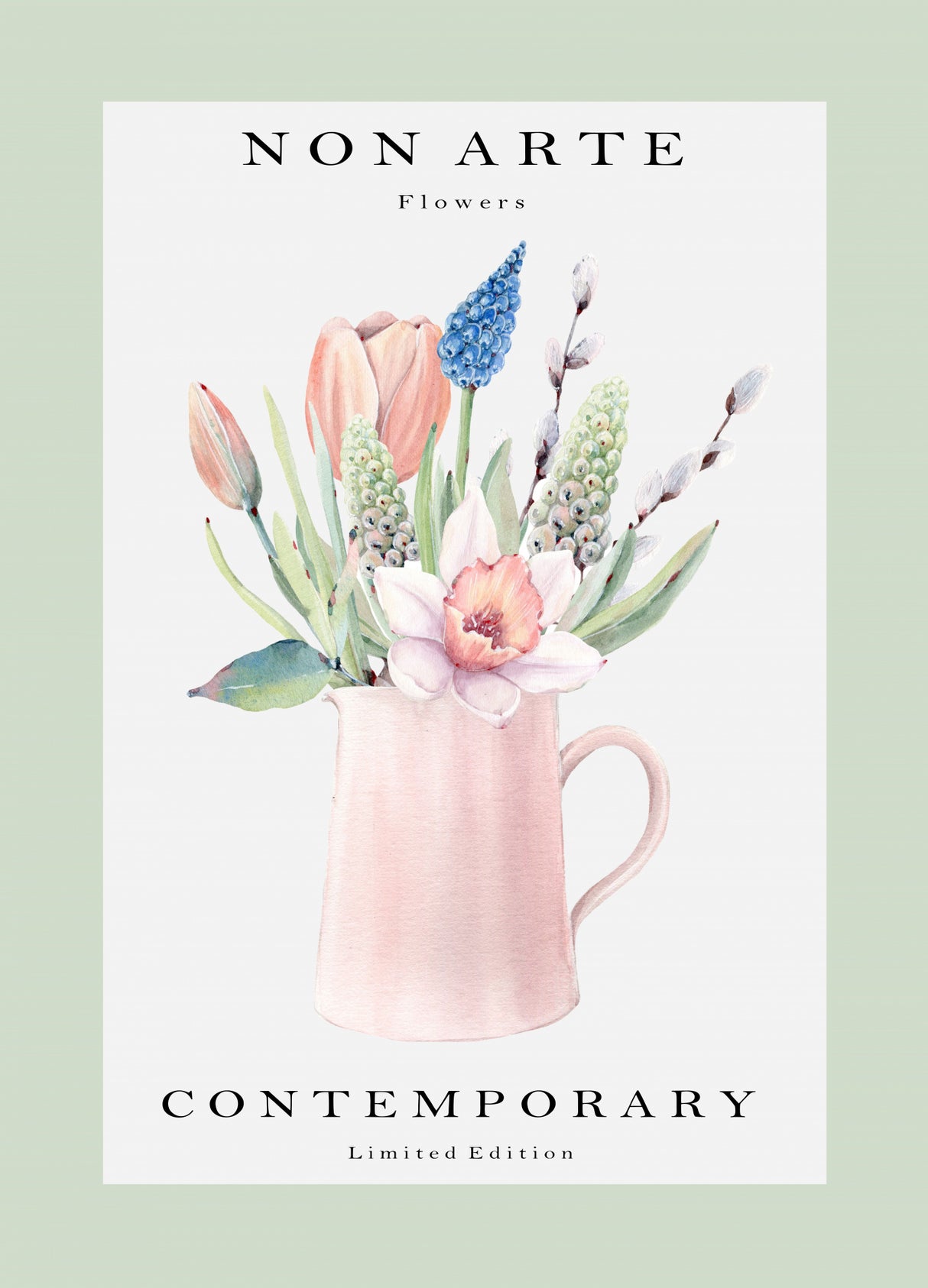 Non Arte Green flower vase Poster och Canvastavla