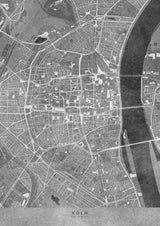 Gray vintage map of Köln downtown Germany Poster och Canvastavla