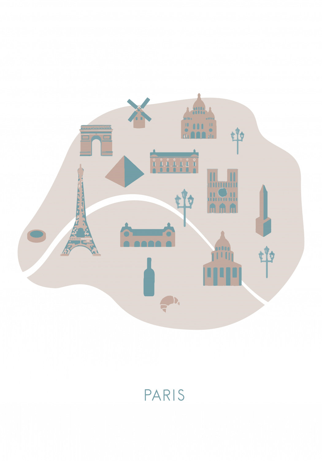 Paris Map Poster och Canvastavla