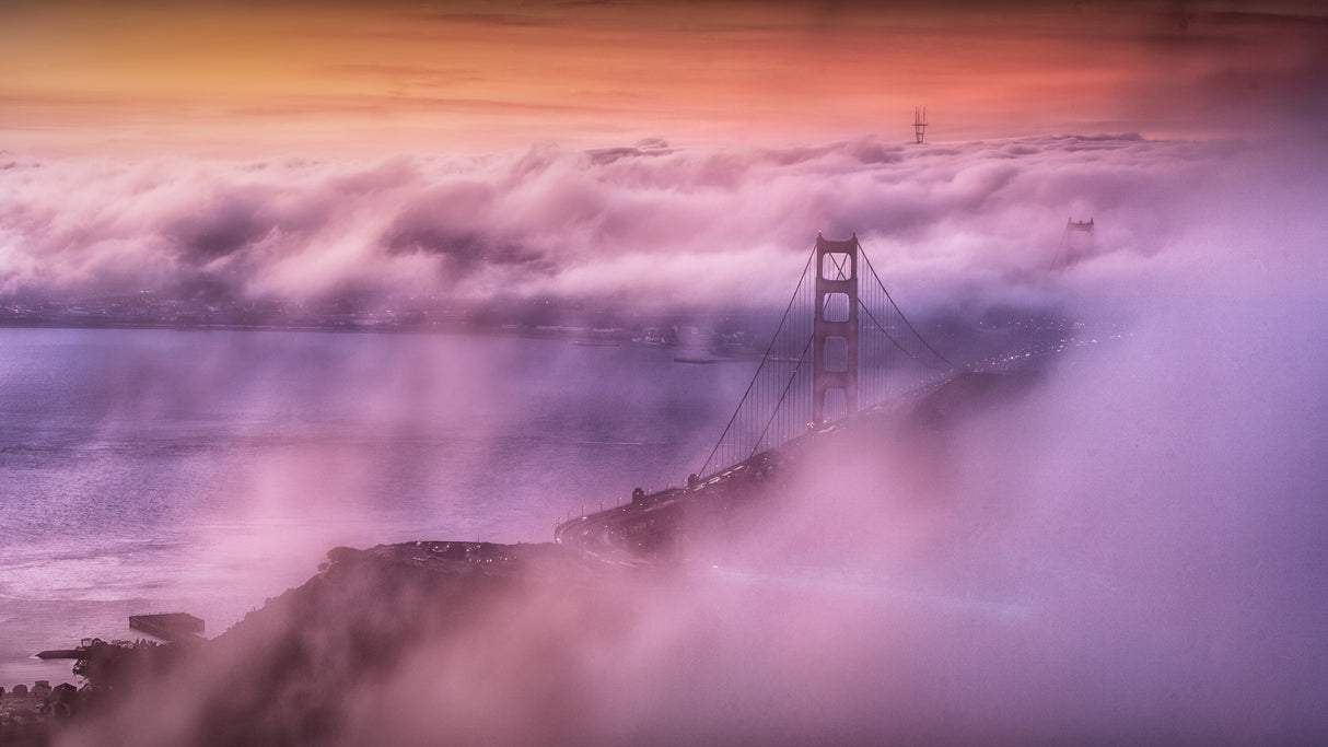 When the heavy Fog meets Sunrise Poster och Canvastavla