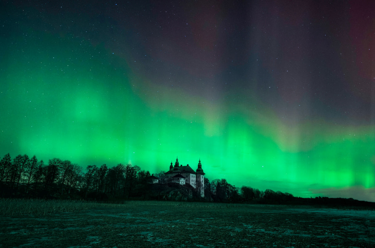Ekenäs castle, Sweden under the northern lights. Poster och Canvastavla