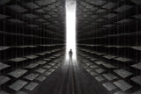 On the edge of the empty bookshelf Poster och Canvastavla